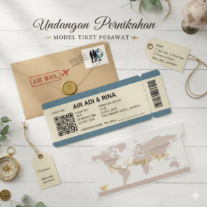 Undangan Pernikahan Model Tiket Pesawat
