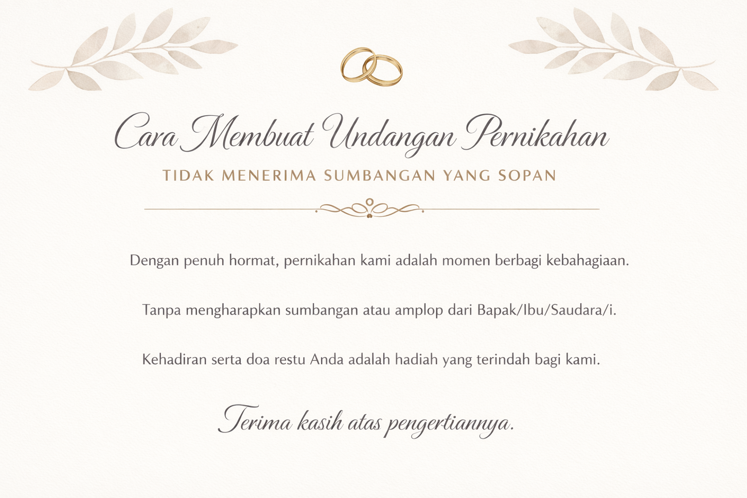 Undangan Pernikahan Tidak Menerima Sumbangan